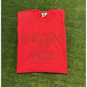 Vintage Utah Utes shirt mens extra large red football distress short sleeve 27